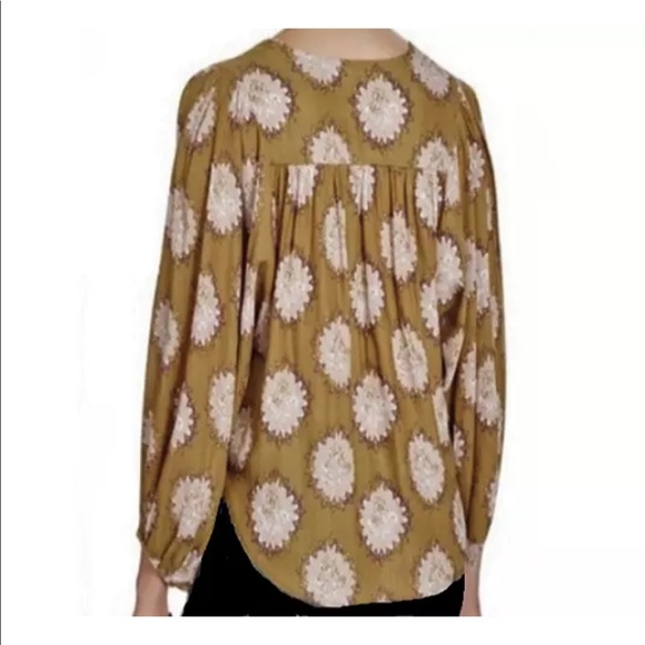 FREE PEOPLE Golden Rod  Cowl Neck Blouse Medium - Picture 2 of 8